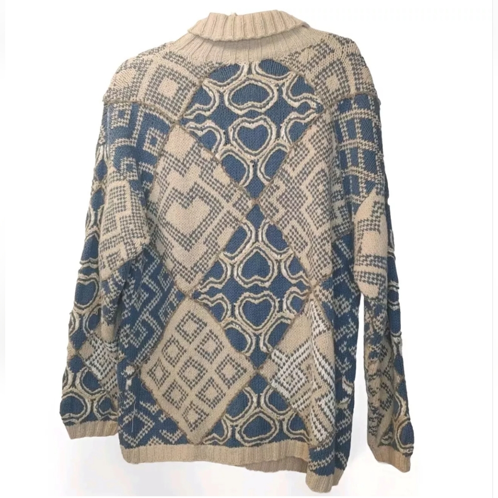 Express Tricot 3d Handknitted Patchwork Sweater L… - image 2